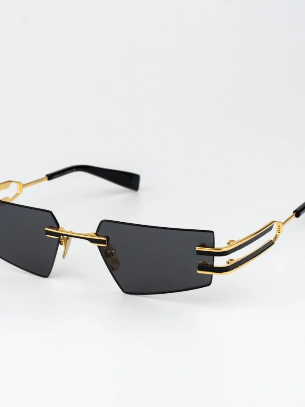 Balmain Men Sunglasses Titanium Gold Black Grey Geometric FIXE BPS-123A-54